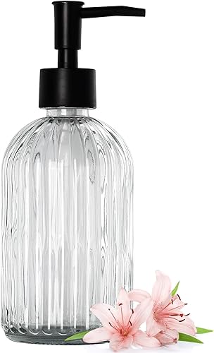 Miniatura 9 de Topsky Dispensador de jabón de vidrio con bomba de plástico, dispensador de jabón líquido de manos de 13.5 fl oz, bomba a prueba de óxido para