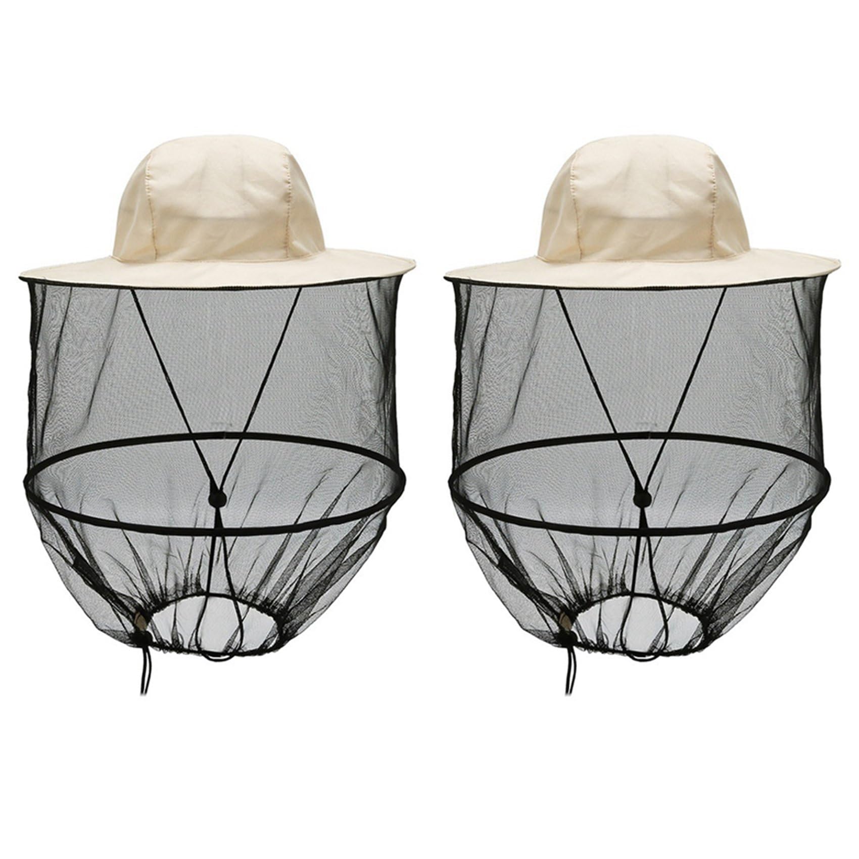 Jnchdghwa Beige 2X Beekeeper Veil Hat For Bee Keeper Catcher Tool Proof Fisherman's Hat Sun Protection Fishing Hat For Outdoors