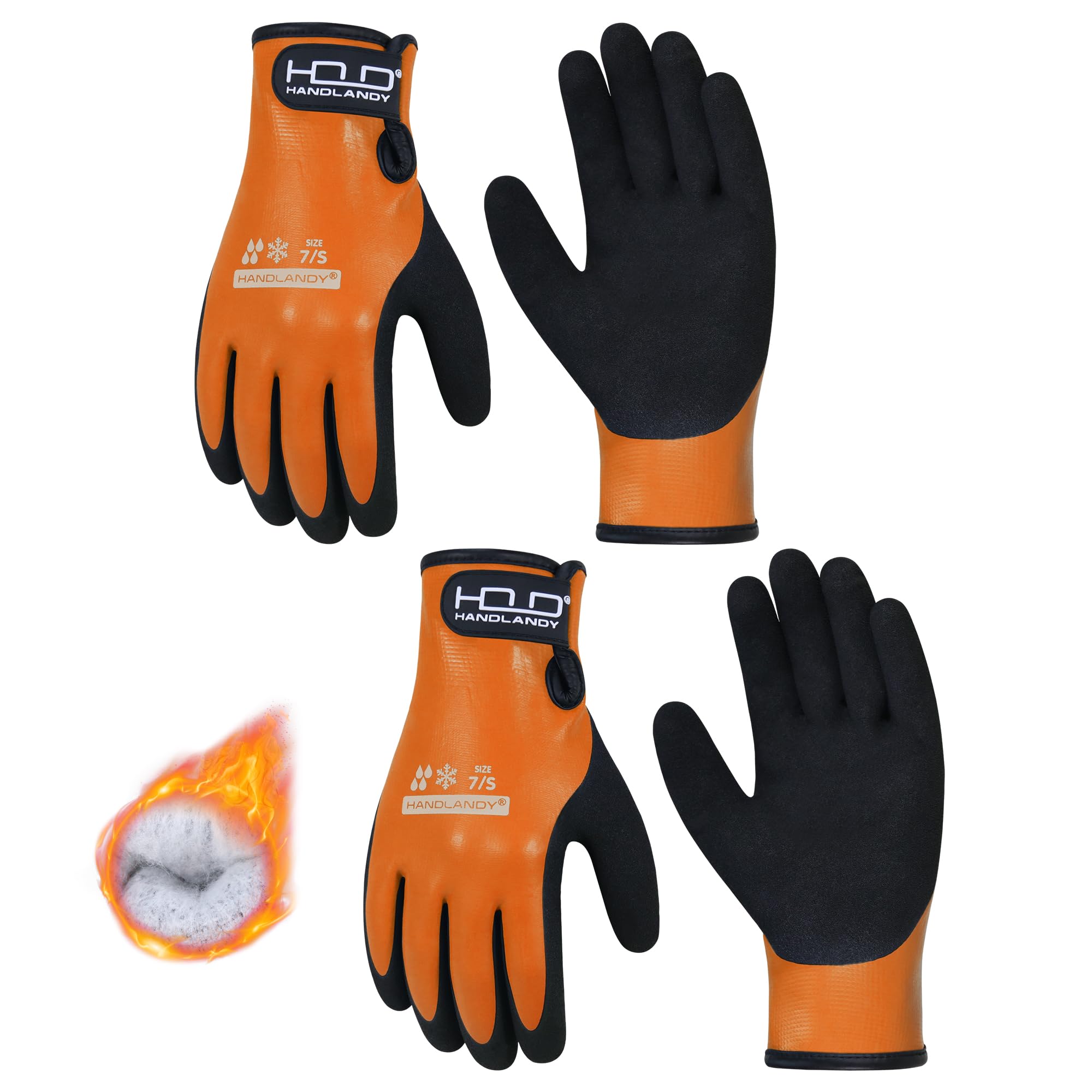 HLDD HANDLANDY 2 Pairs Waterproof Work Gloves for Men and Women, Freezer Work Glove for Cold Weather, Thermal Winter Gloves With Grip