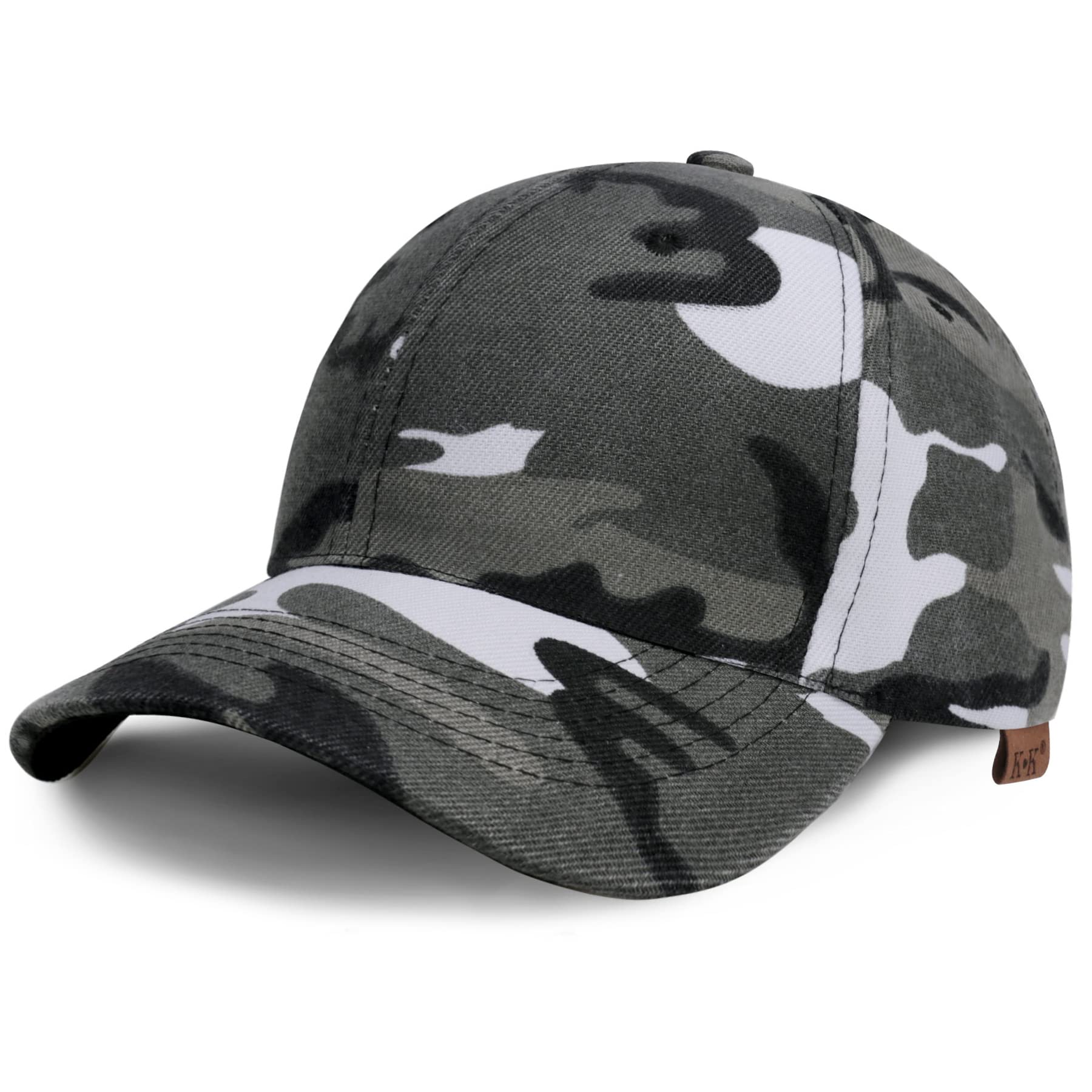 YouGaMens Women Baseball Cap - Teen Boys Camouflage Baseball Caps,Unisex Adjustable Baseball Hat Breathable Floral Print Outdoor Sun Hats for Hip Hop Sports (Gray)