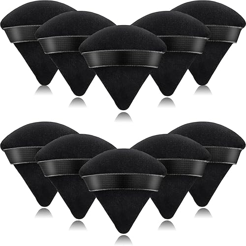 SETUPA 10 piezas de polvo inflado en polvo triángulo suave esponja de maquillaje facial terciopelo para maquillaje facial soplador de polvo de