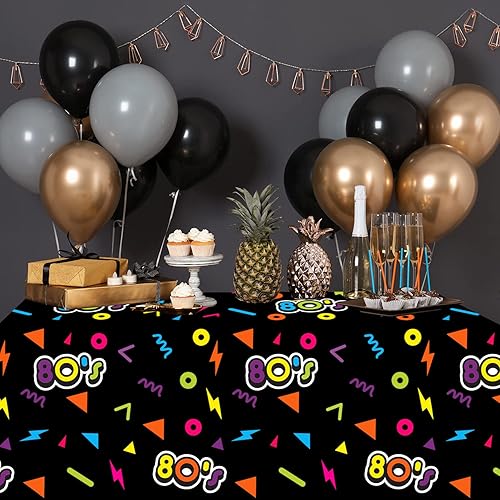 Miniatura 6 de Mantel de decoración de fiesta de los años 80, desechable, suministros para fiestas temáticas de los 80, suministros de decoración de mantel de