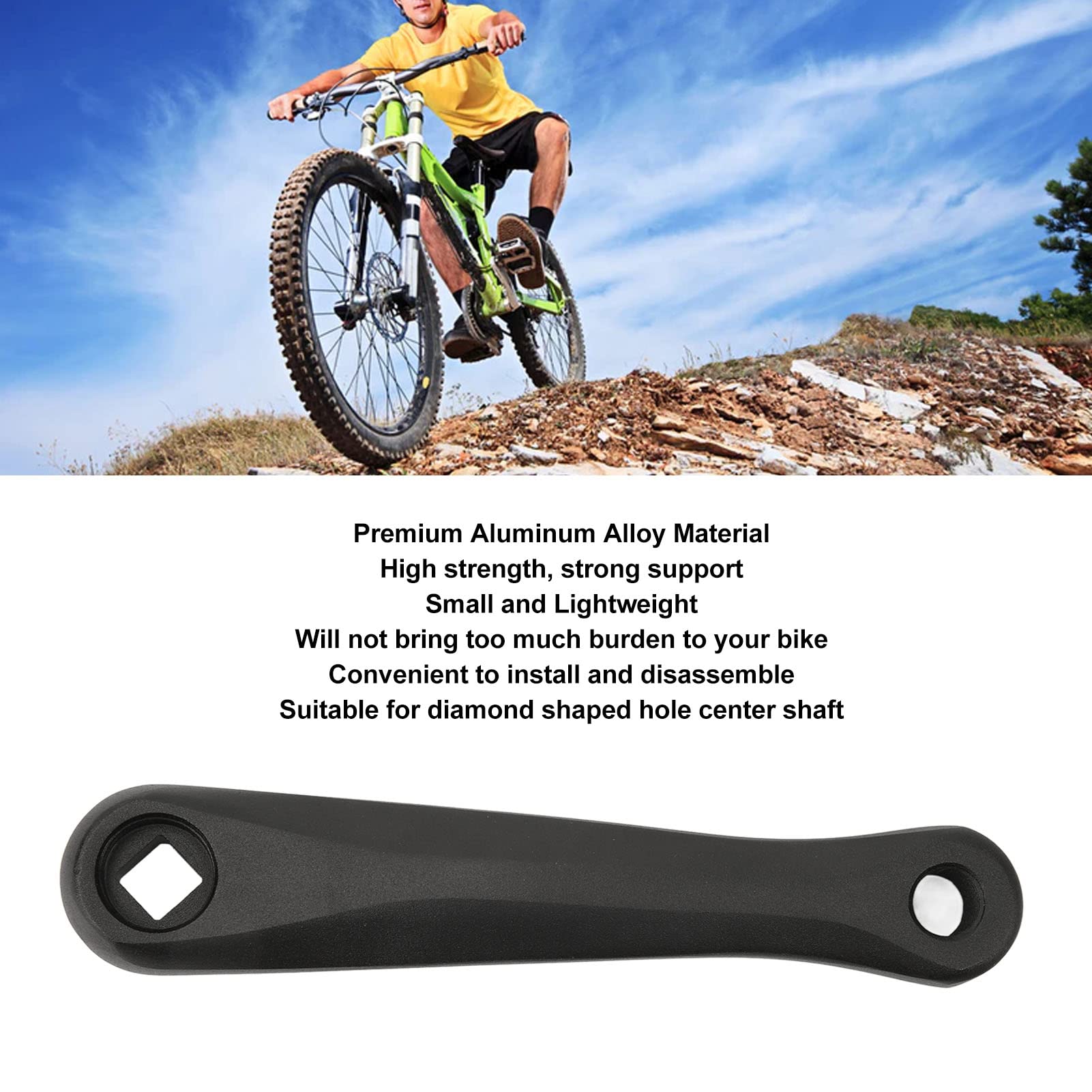 Ramię Korby Rowerowej Lewe, 152mm Zestaw Ramienia Korby ze Stopu Aluminium, Wymiana Nogi Korby Pedału na Rower Górski, Rower Szosowy, Diamentowy Otwór