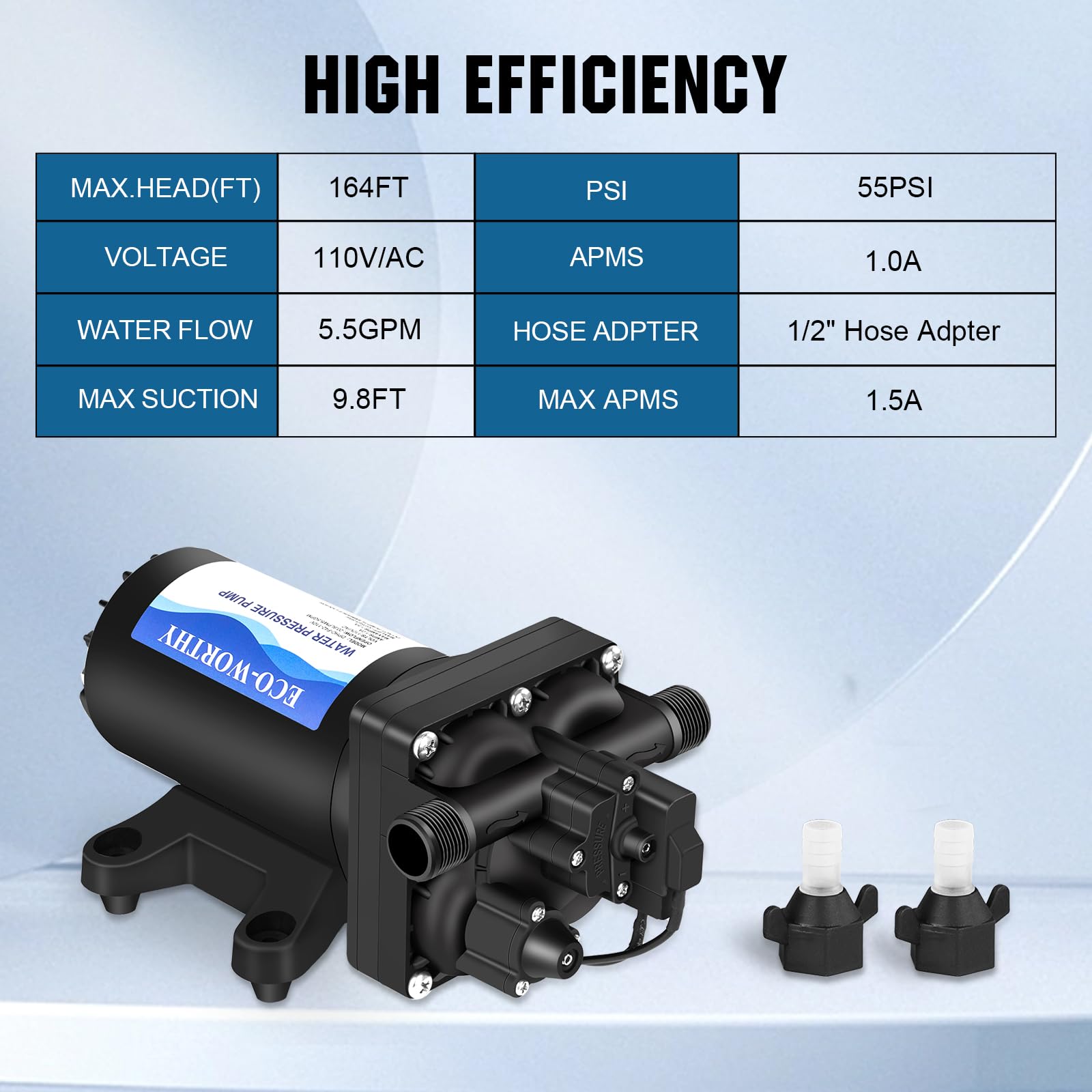 Pompe à Membrane, Pompe à Eau Auto-amorçante à Membrane DC 24 V 80 W 5