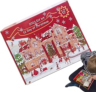 Christmas Elf Adventure calendar Kit, Elf Kit 12 24 Days of Christmas, Activities Elf Prop Pack, Fun Elf Shelf Kit for Boys Girls, Festival Elf Props for Christmas Countdown Gifts