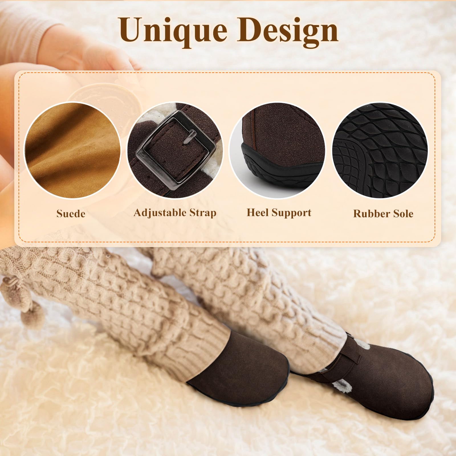 BARERUN Slippers for Women Men Barefoot Wide Mens Womens Winter House Shoes Adjustable Bedroom Indoor Outdoor Slippers Warm Slip on Arch Support Slides for Men Women