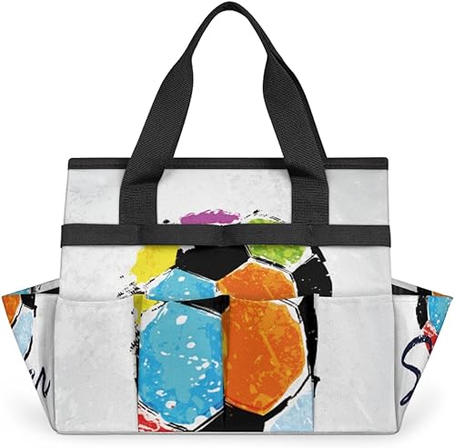 Bolsa de herramientas de jardín de fútbol de acuarela para mujeres y hombres, bolsas de almacenamiento de herramientas de jardinería con 10