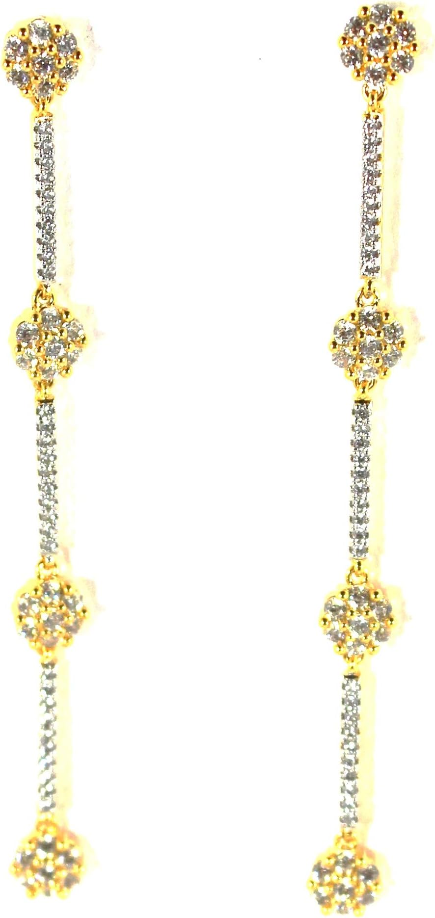 KJ Collections Fashion HubDesigner American Diamond Gold Plated Stylish Traditional Earring for Women's/Girl's