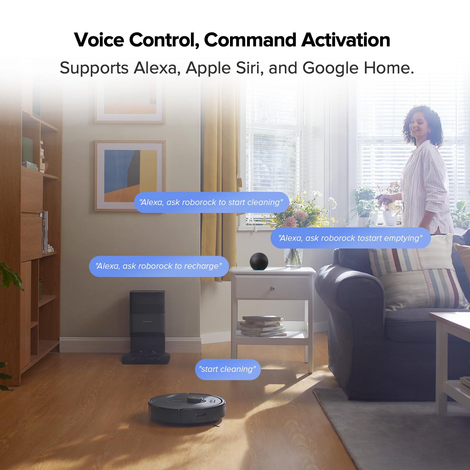 roborock Q5 DuoRoller+ Robot Vacuum with Self-Empty Dock, Upgraded from Q5+, 5500 Pa Suction, DuoRoller Brush for Dust & Pet Hair, 7 Weeks Hands-Free, PreciSense LiDAR Navigation, App & Voice Control view 8