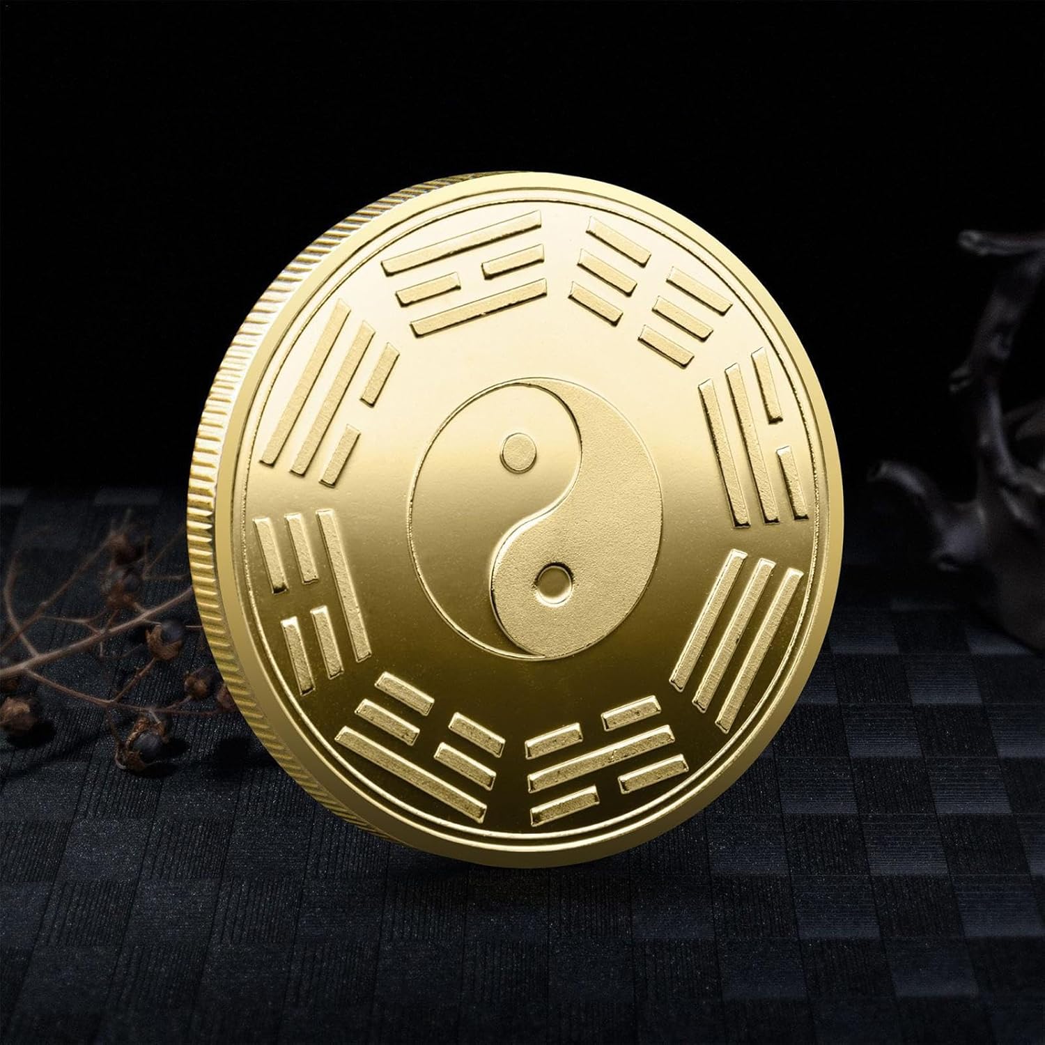 풍수 조각 | 네 명의 위대한 신성한 짐승이 담긴 행운의 동전 | 럭키 메탈 태극권 코인 | 고대 I CHING 동전 복권 스크래치  도구 기념 동전 PO