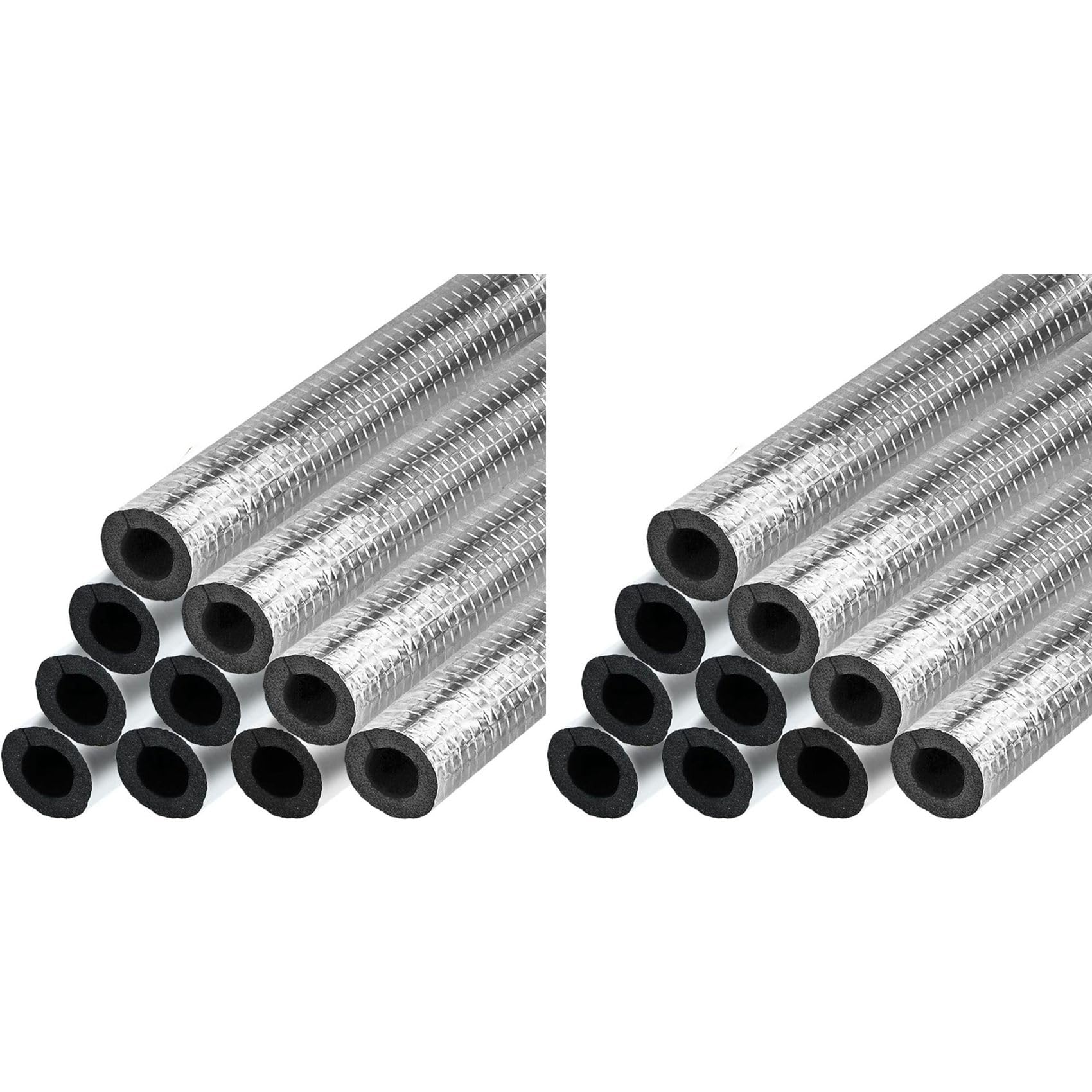 20 Pcs Pipe Insulation Foam Tube Self Adhesive Insulation Foam Wrap Aluminum Foil Pipe Covers for Spigot