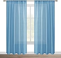 Vista 58 de DWCN Cortinas transparentes de lino sintético blanco, con bolsillo para barra, cortinas de gasa semi texturizada, para dormitorio, sala de estar