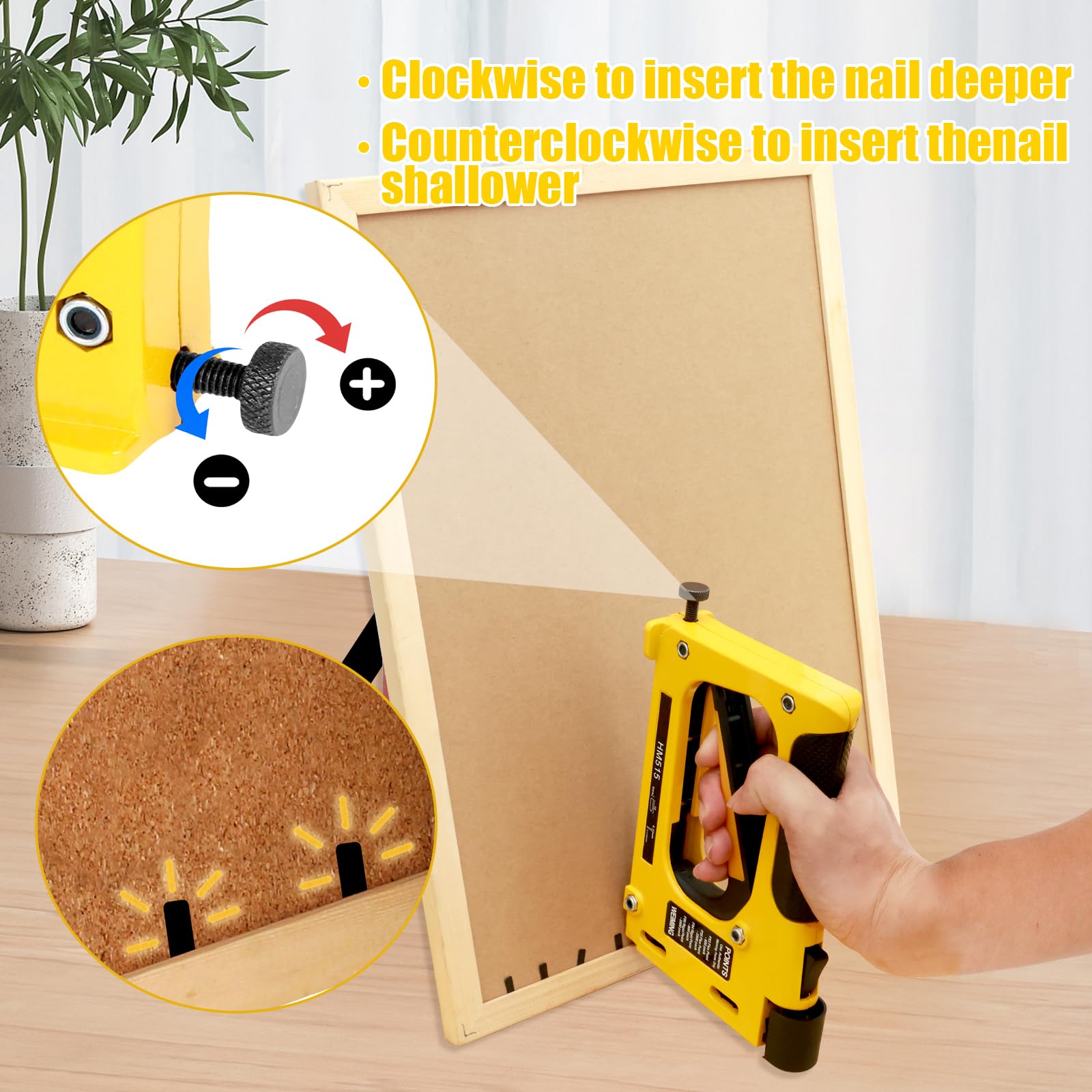 Fyeme Outil Cadre Photo Manuel Avec 1000 Clous - Pistolet à Points Pour Encadrement DIY Moderne