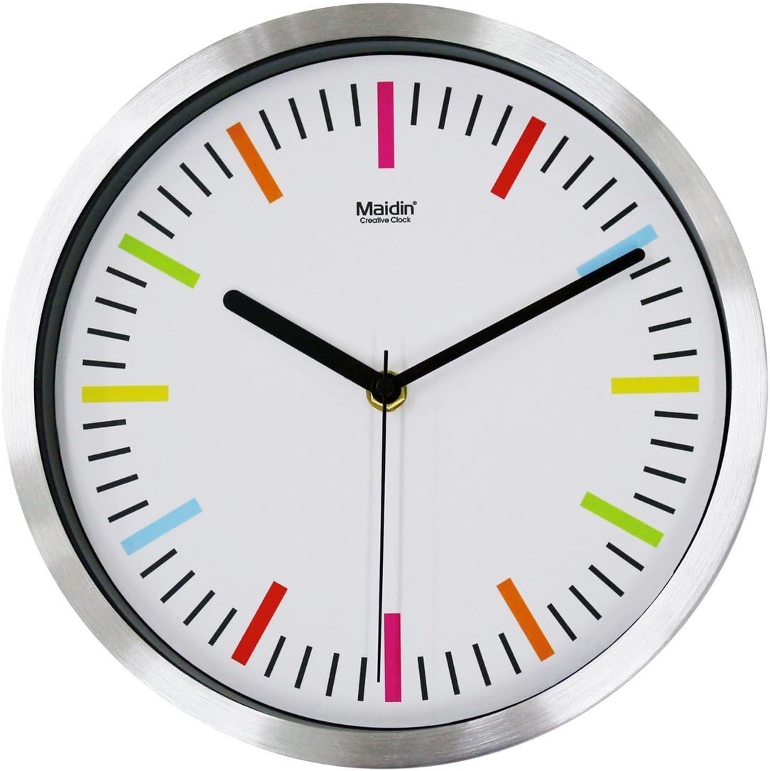 Maidin 10" Modern Non Ticking Silent Wall Clock - Rectangle as Numerals