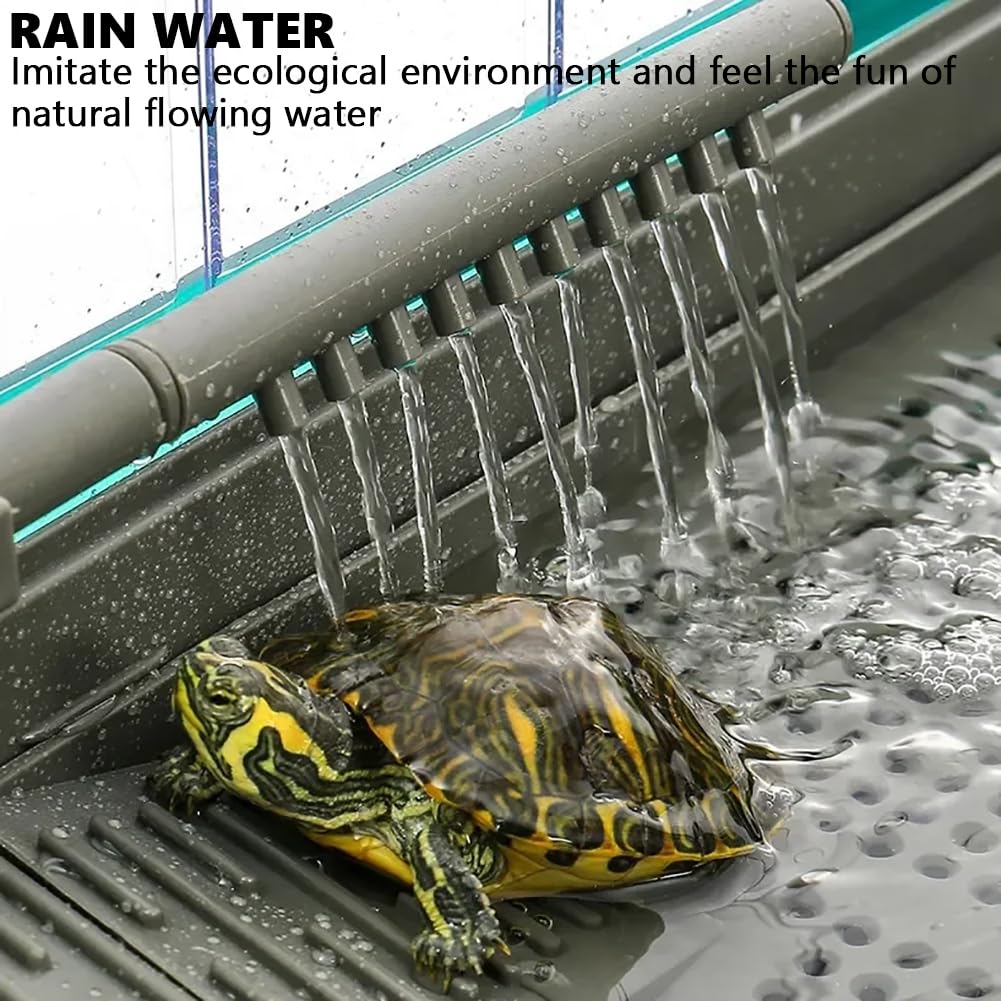 Acuario De Tanque De Tortuga, Caja De Alimentación para Tortugas, Plataforma De Acuario De Tortuga con Sistema De Ducha, Acuario De Hábitat De Reptiles,White m