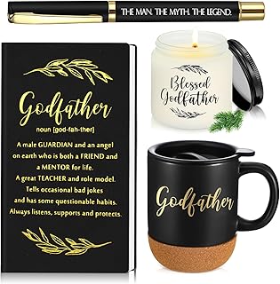 Hushee 4 Pcs Godfather Proposal Gifts, Will You Be My Godfather Gifts from Godchild, God Father Cup, Pregnancy Announcement Gift for God Father, Godparents