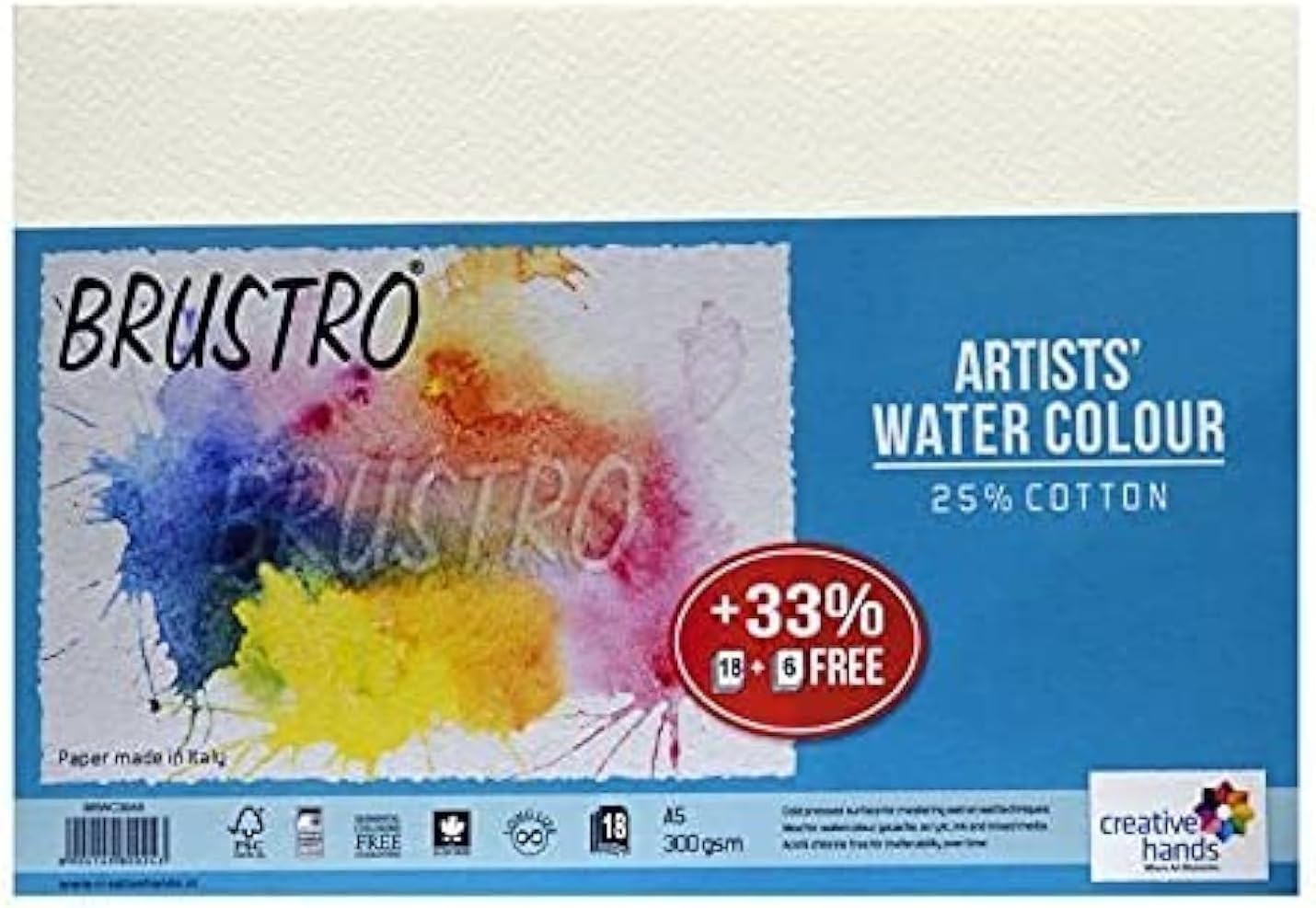 Brustro Carta Mixed Media 250 G/m² – 56 X 76 Cm, 10 Fogli – Prodotta In Italia Per Acquerello E Acrilico - 2