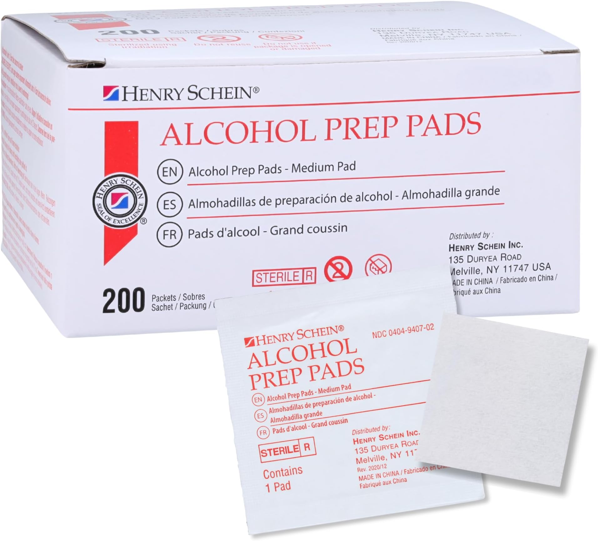 Alcohol Prep Pads, Medium Size, 200 Count - 70% Isopropyl Alcohol, Individually Wrapped, Sterile Wipes for Medical & Everyday Use