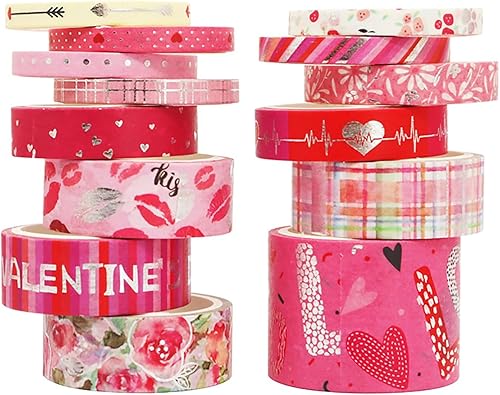 Miniatura 2 de Tainrunse Cinta adhesiva Washi Cinta autoadhesiva impermeable para el día de San Valentín, álbum de recortes, decoración de 1 juego