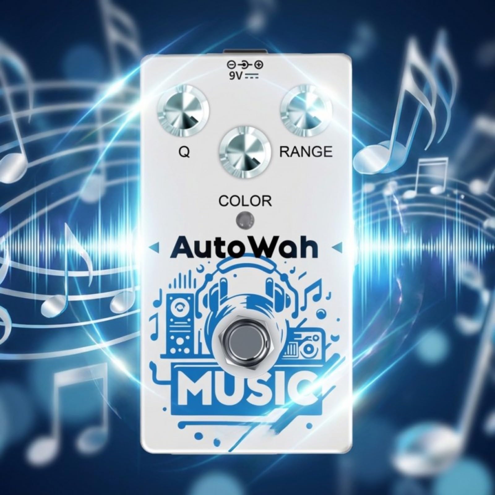 Auto Wah Pédale d'effets pour guitare Rowin RE-08 avec boîtier en alliage de zinc et bypass, offre des tonalités vintage funky pour guitaristes et basses sur scène ou en studio