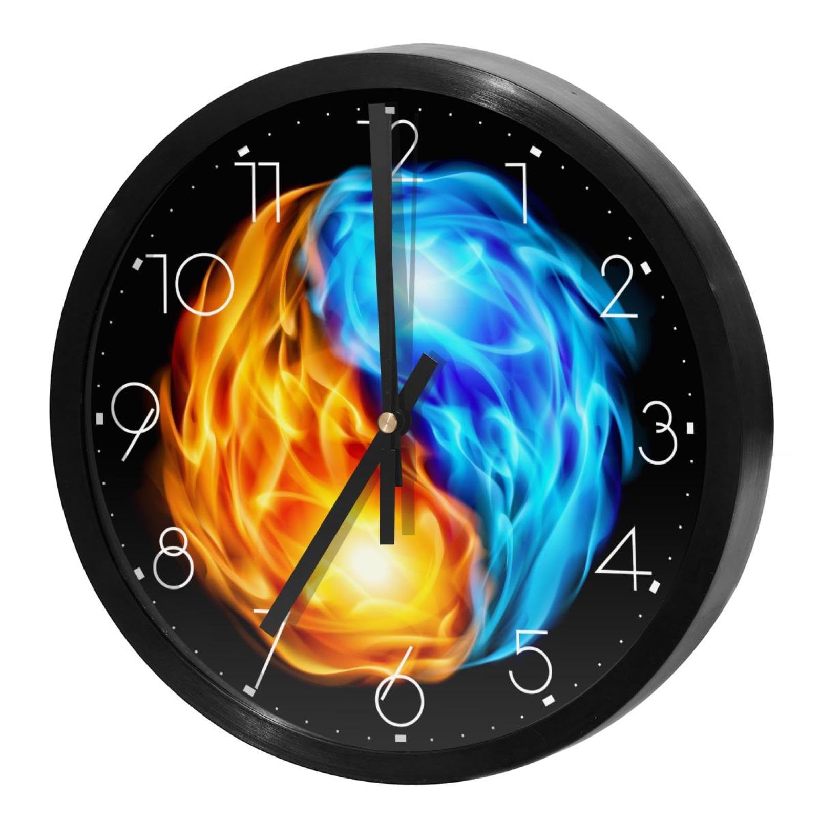 Horloge murale silencieuse sans tic-tac quartz ronde Yin Yang