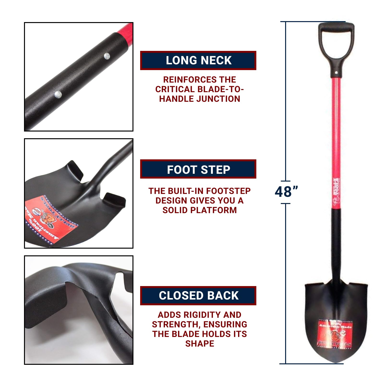 Amazon.com : Bully Tools 14-Gauge Round Point Spade Shovel with D