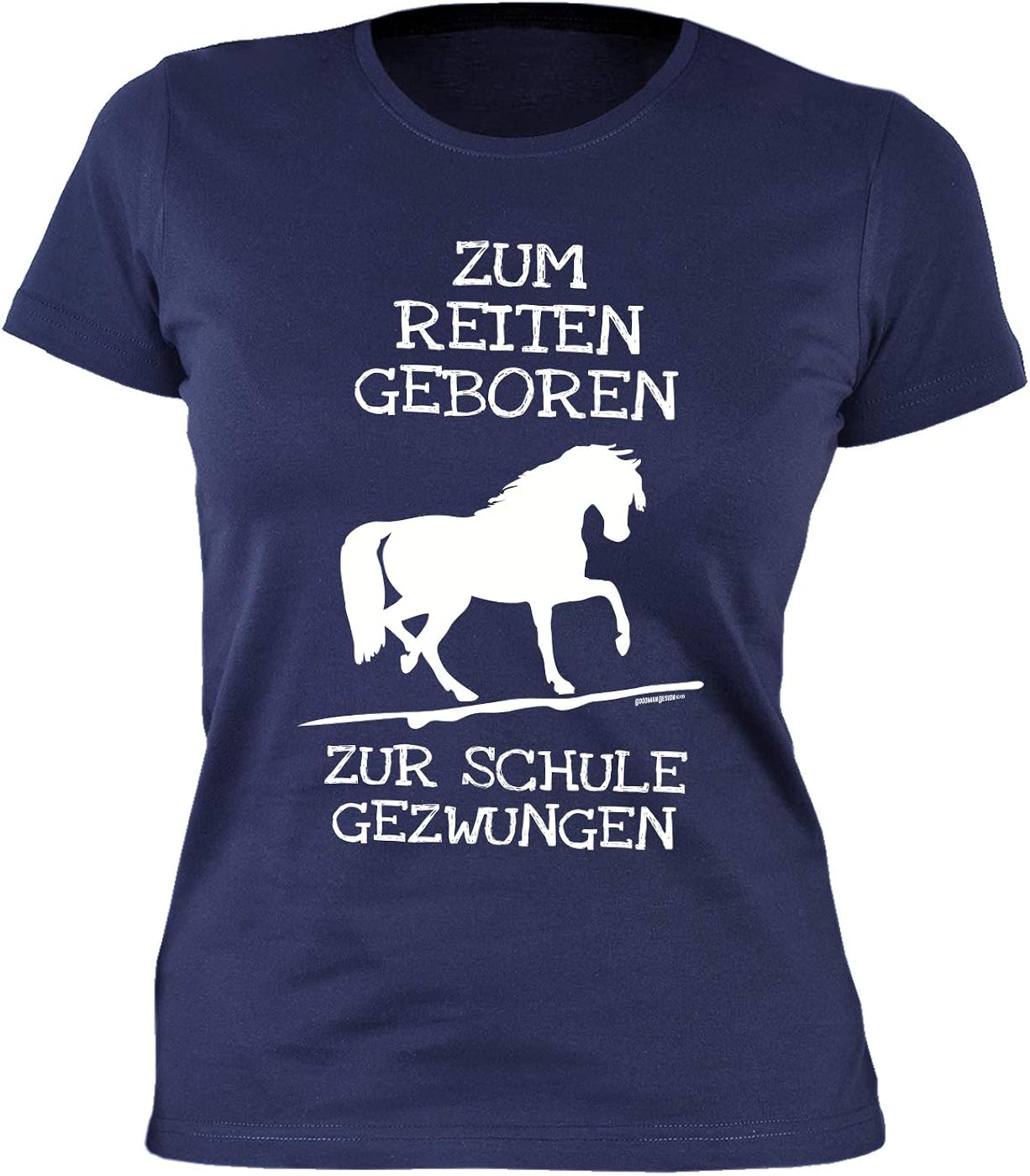 Pferde Shirt für Frauen Damen TShirt Zum Reiten geboren zur Schule