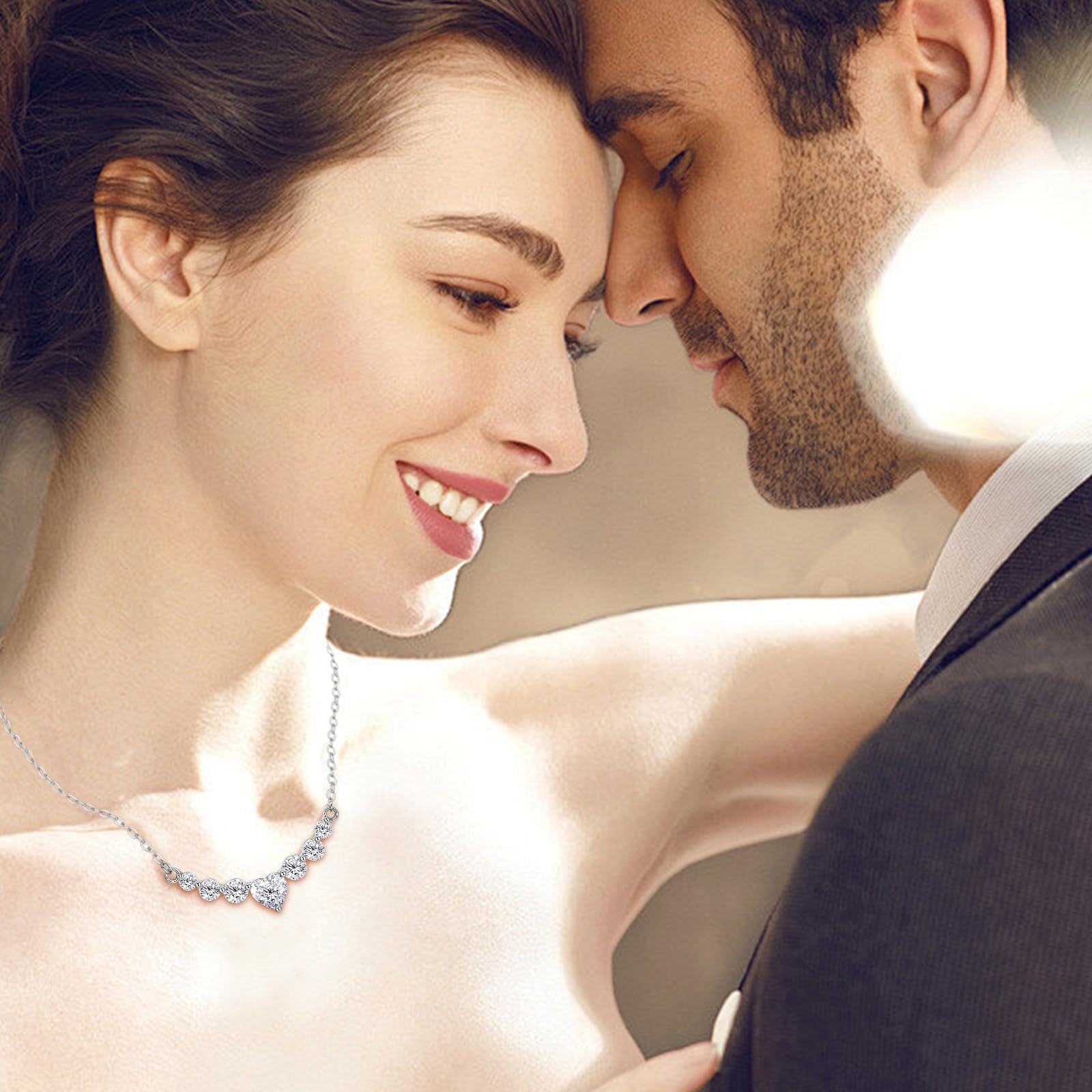 Regalos para el día de la madre para mamá, aniversario de regalo de cumpleaños para esposa, regalos de boda para mujeres, collares de corazón. Colgante de novia de moissanita. Joyería fina