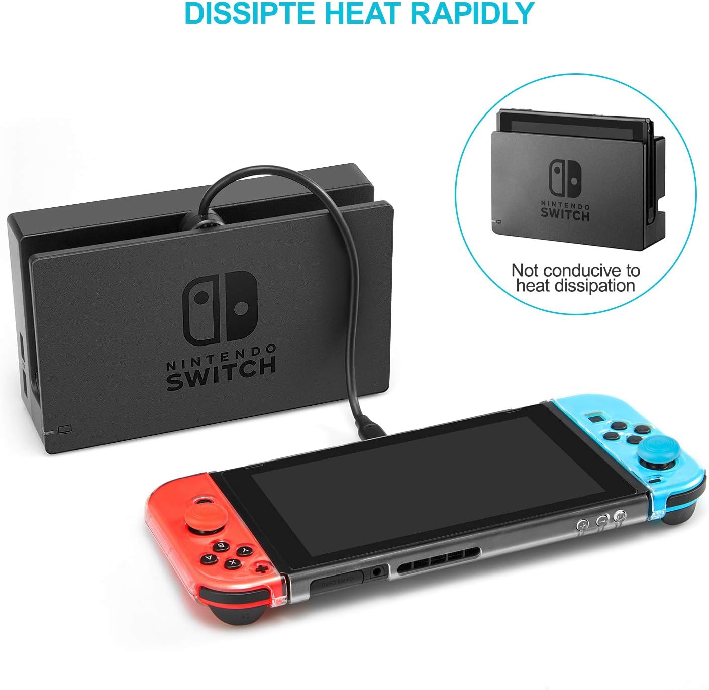 Keten NS Switch Accessories Kit, Including Carry Case, Charging Dock, Playstand, Extension Cable, Game Card Case, Screen Protector, J-Con Grips, Wheels, Crystal Case, TPU Case, Caps