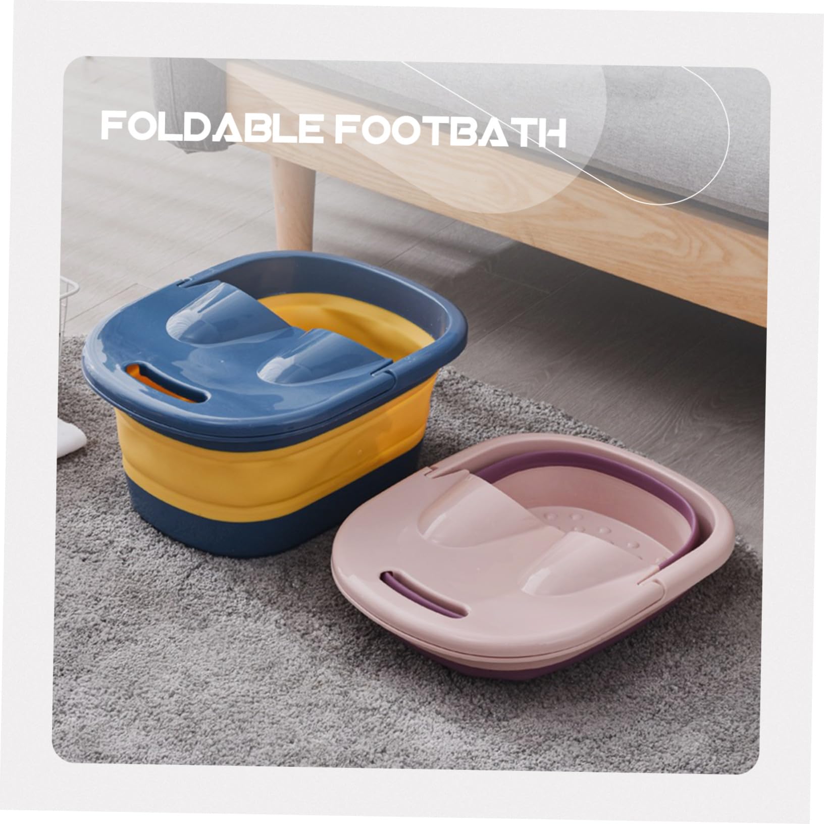 Hohopeti Cubeta Plegable para Remojo de Pies con Masaje Acupuntura Soporte Estable para Uso Doméstico Familia y Color Azul Profundo