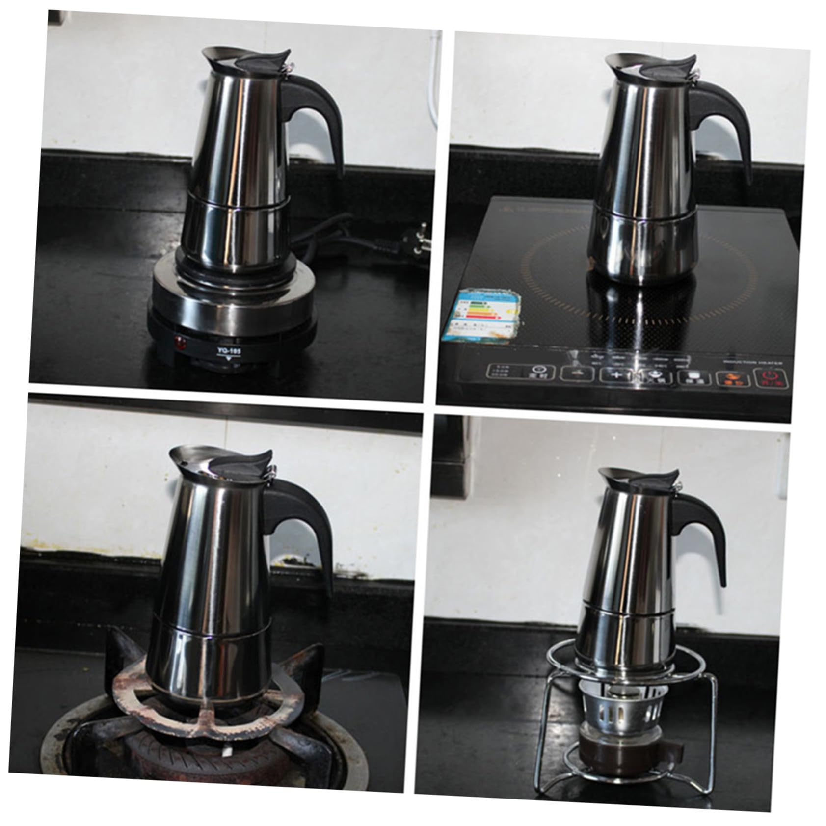 LIFKOME Edelstahl Kaffeekanne Herd Kaffeebereiter mit Sicherheitsventil 600ml für Zuhause und Büro