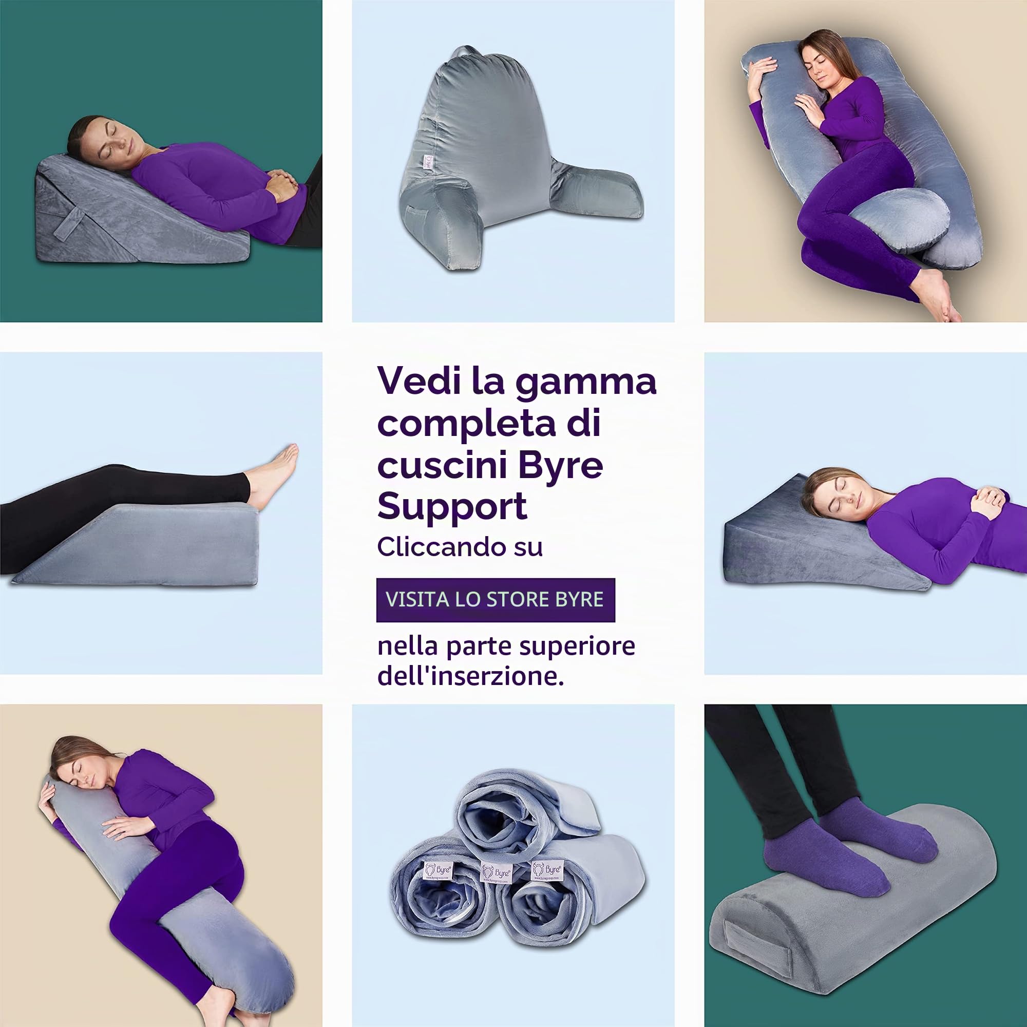 Byre® Cuscino ortopedico a cuneo pieghevole in memory foam, cuscino di supporto per la schiena regolabile per GERD, lettura, mal di schiena, dolori alle gambe, bruciore di stomaco, reflusso acido