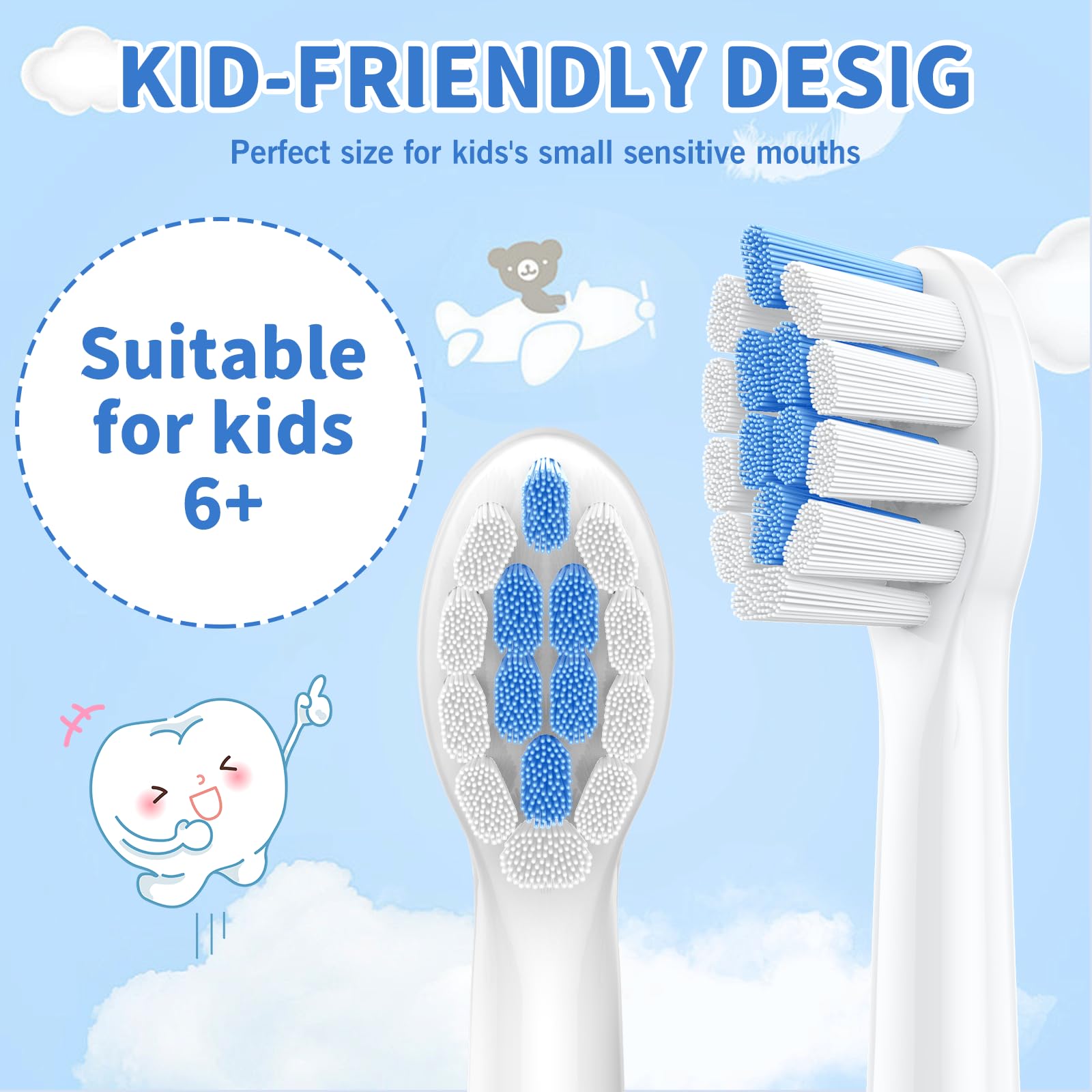 Kids Replacement Heads for Philips Sonicare: 7+ Child Soft Electric Toothbrush Standard Children Brush Head for Boy Girl, 8 Packs