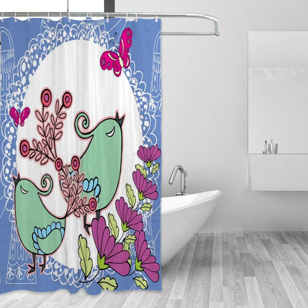 Rideau de douche imperméable oiseau 60x72 pour salle de bain design