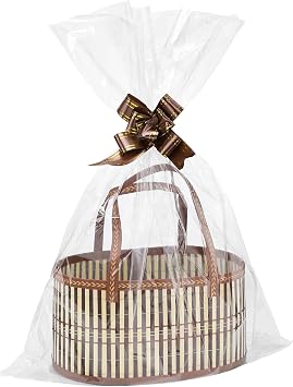 MADHOLLY 4Set Large Sturdy Bamboo Baskets for Gifts Empty, Easy to Assemble