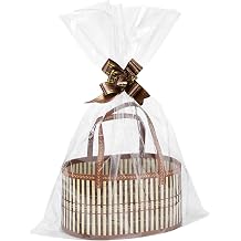 4Set Large Sturdy Bamboo Baskets for Gifts Empty - Hold 15 lbs Each, Easy to Assemble, Rustic Gifts Wrapping Basket Kit for Graduations/ Mothers Day/ Birthdays/ Baby Shower/ Wedding/ Housewarming