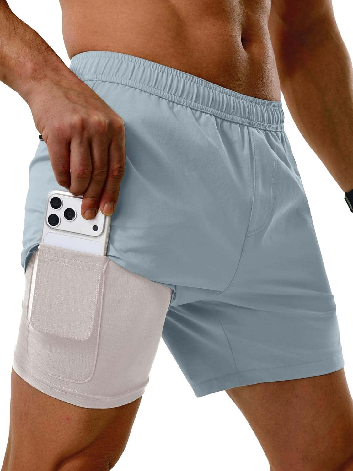 Comdecevis Mens Running Shorts 5 Inch Inseam Quick Dry 2 in 1 Lightweight Gym Workout Athletic Shorts