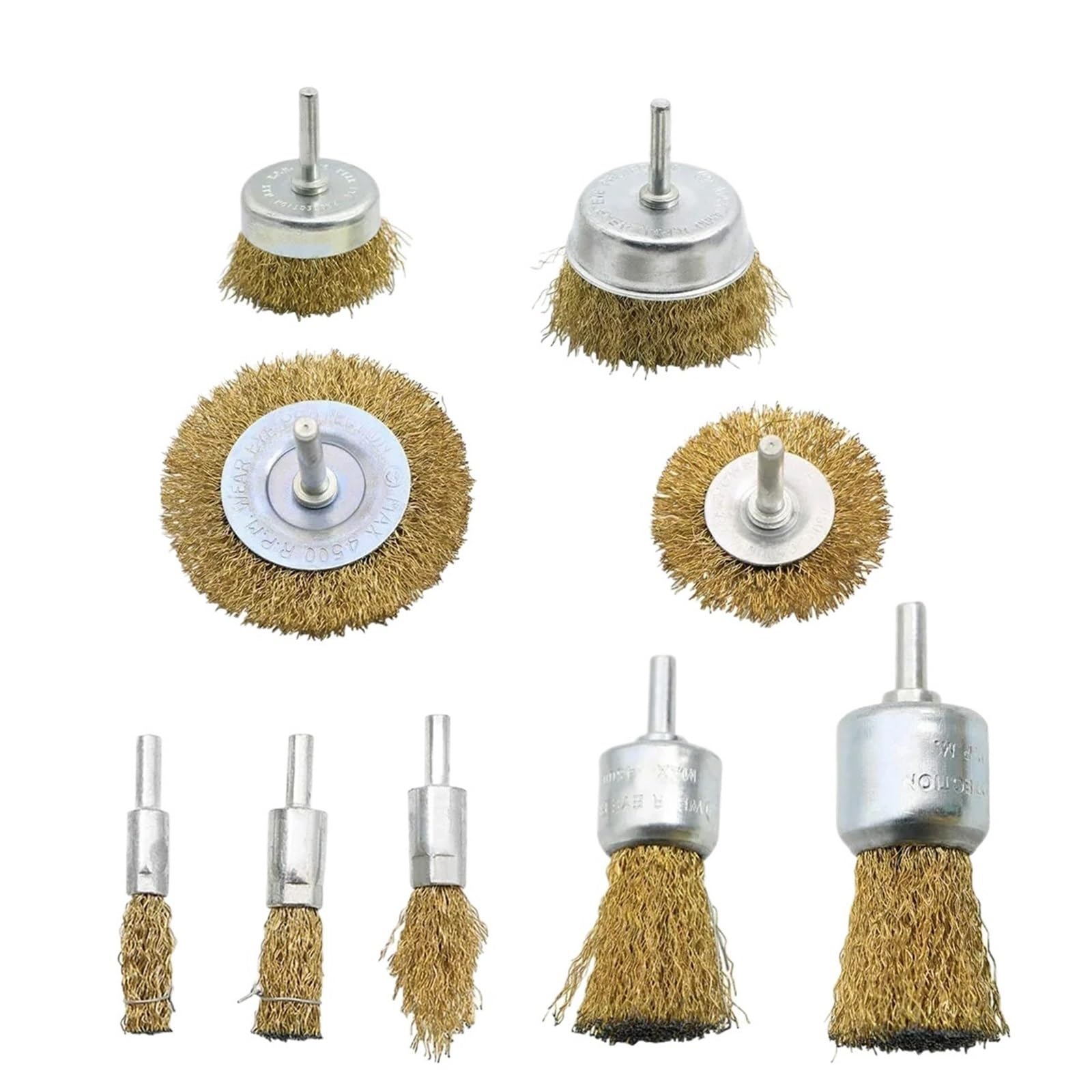 Wiertła z szczotką drucianą, Szczotka druciana Wiertło Koło Kubek 3/9 szt. 1/4 Chwyt sześciokątny 0,012 Gruba stal węglowa, zaciskana(9pcs)