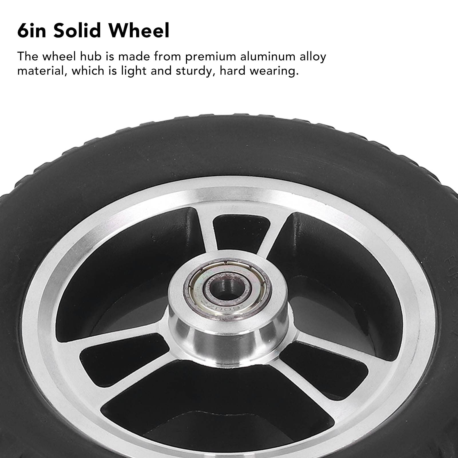 Yuecoom Walker Wheels Replacement, 6 Inch Wheelchair Wheel, Electric Wheelchair Front Wheel Light Sturdy Aluminum Alloy Hub Quiet Anti Skid Safe PU Solid Wheel Replacement