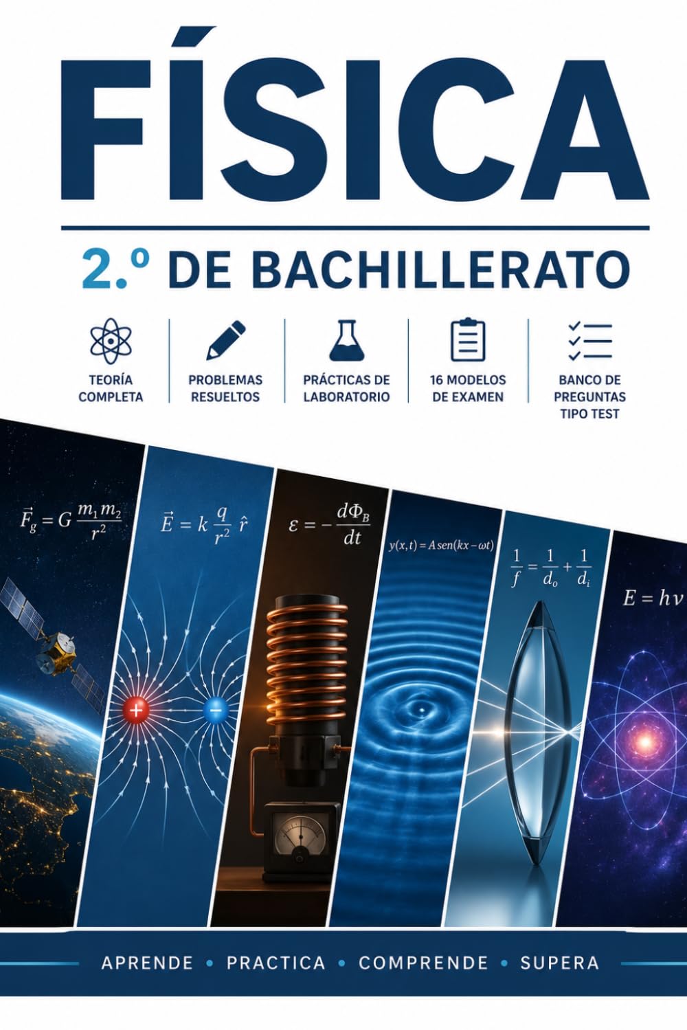 Física 2.º de Bachillerato: Teoría completa, problemas resueltos, prácticas, modelos de examen y preparación para la PAU (Física, Química y Matemáticas para ESO y Bachillerato)