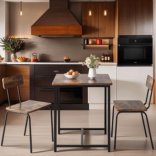 Miniatura 9 de KCMYOUNG Juego de mesa de comedor para 2  Mesa de cocina para 2, mesa de cocina cuadrada de madera para espacios pequeños, juego de mesa de desayuno