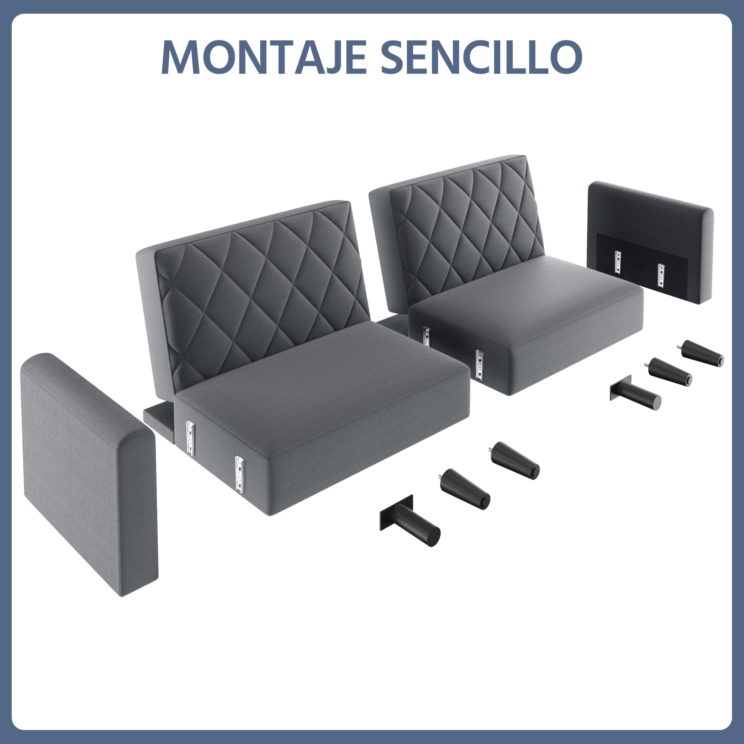 Yaheetech Sofá Cama de 2 Plazas Moderno 159x75,5x73 cm Sofá Plegable Tapizado con 2 Respaldos Separados Ajustables en 3 Niveles Sofá Convertible de Tela para Salón y Sala de Estar Gris Oscuro