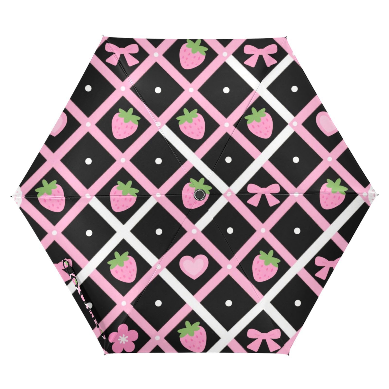 EtherSpher Pink Cute Strawberry -shaped Grid Umbrellas For Weddings 39 Inch Pop Up auto open close Windproof Travel Umbrella for Good for Car, Golf, and On-the-Go Outdoor Defence Accessories de