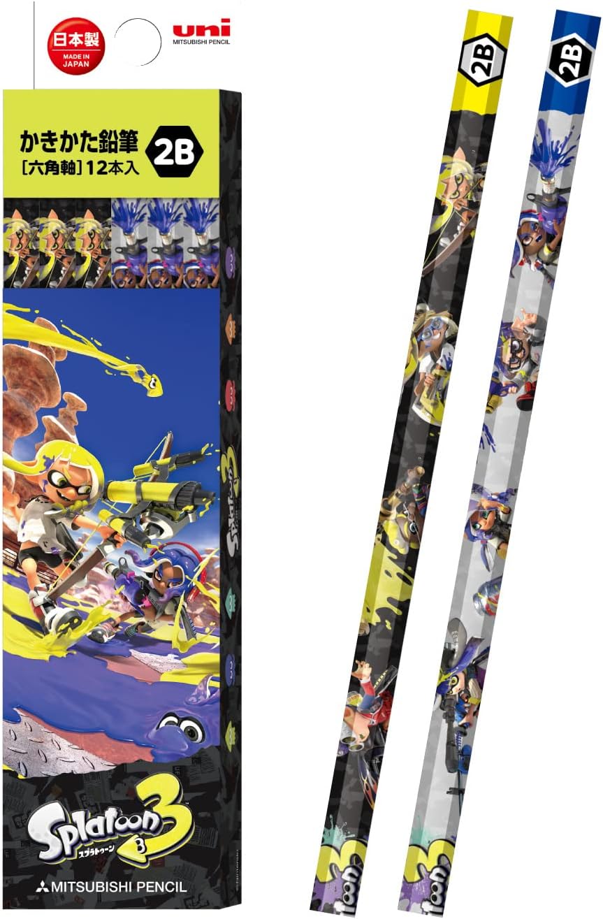 Mitsubishi Pencil K56412B Splatoon 3 STS3 2B, 1 Dozen Pencils, Paper Box