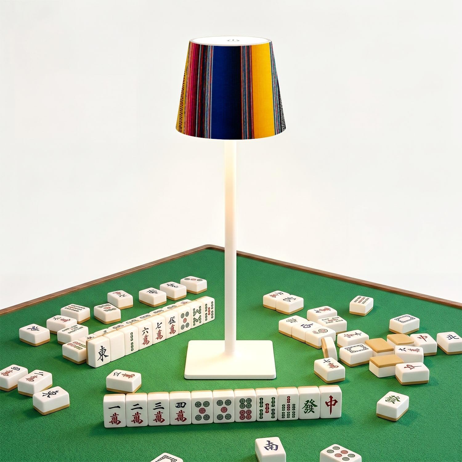 Mahjong Cordless Table Lamp mexican stripe woven southwest 3 Color Dimming