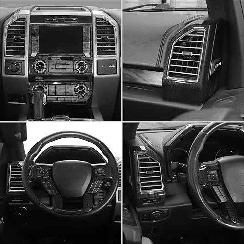 Miniatura 7 de RAZPOY para F150 Kit de moldura interior, 11 PIEZAS de tablero de consola central y moldura del volante y cubierta del panel de navegación