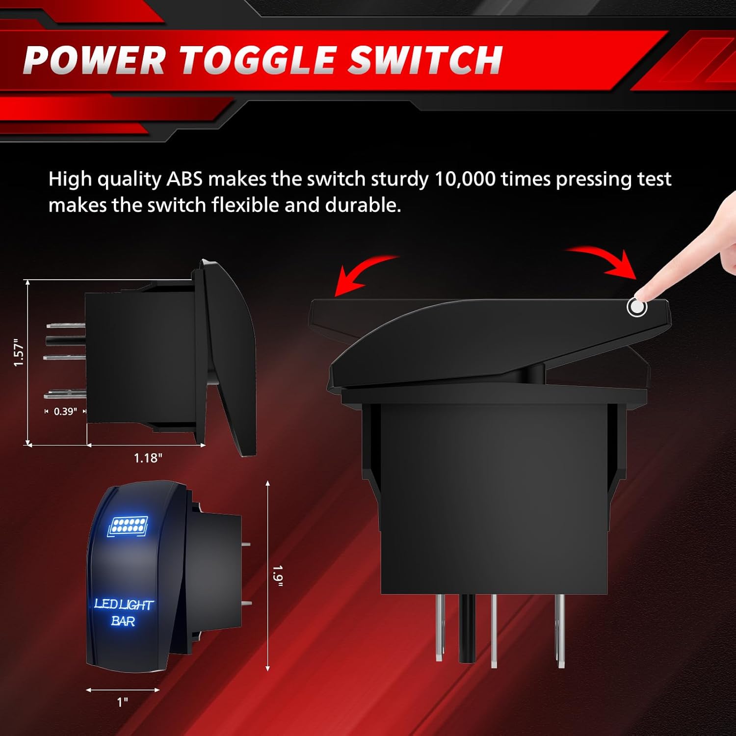 4WDKING 12inch Slim LED White Light Bar & 10FT LED Work Light Wiring Harness Kit 12AWG 1 Leads