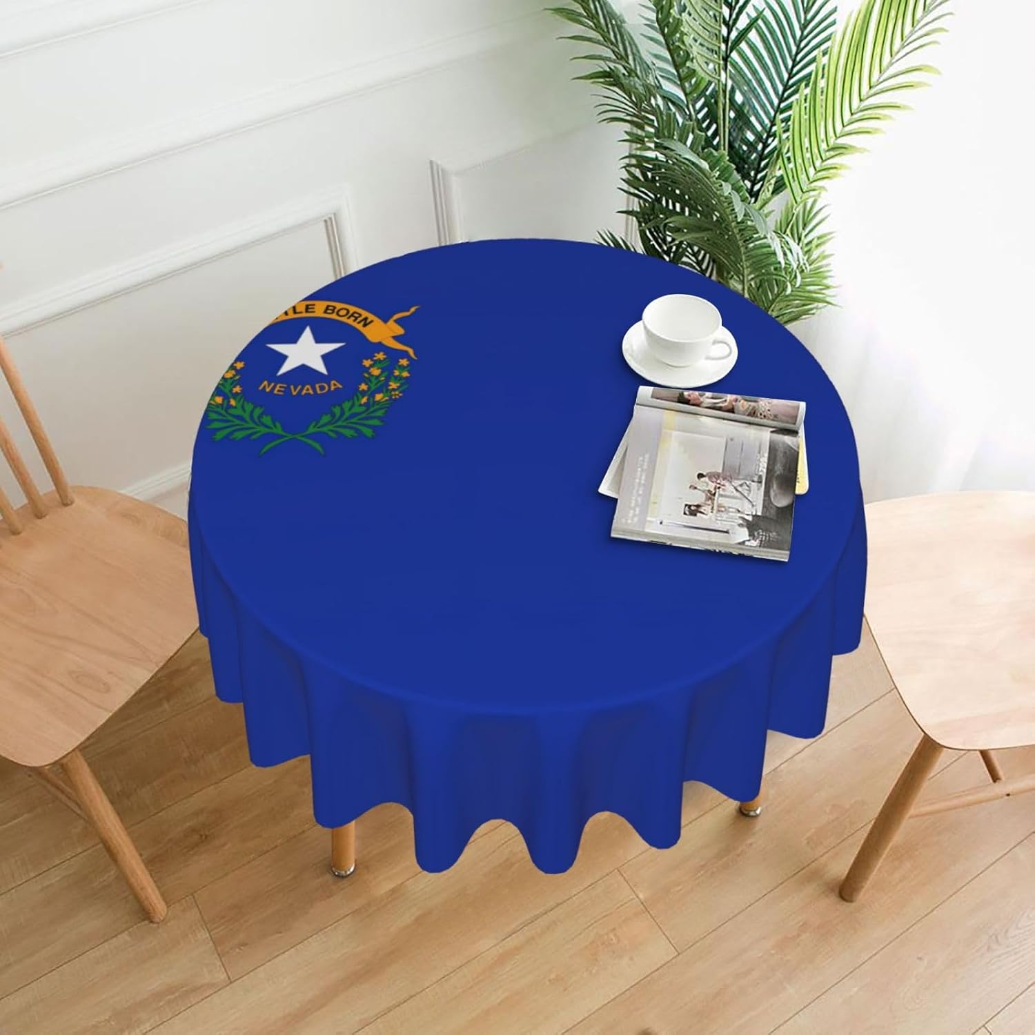 Nevada State Flag Print Wrinkle Free Dining Table Cover for Birthday Party Farmhouse Tablecloths Up to 60 x 60 Inches