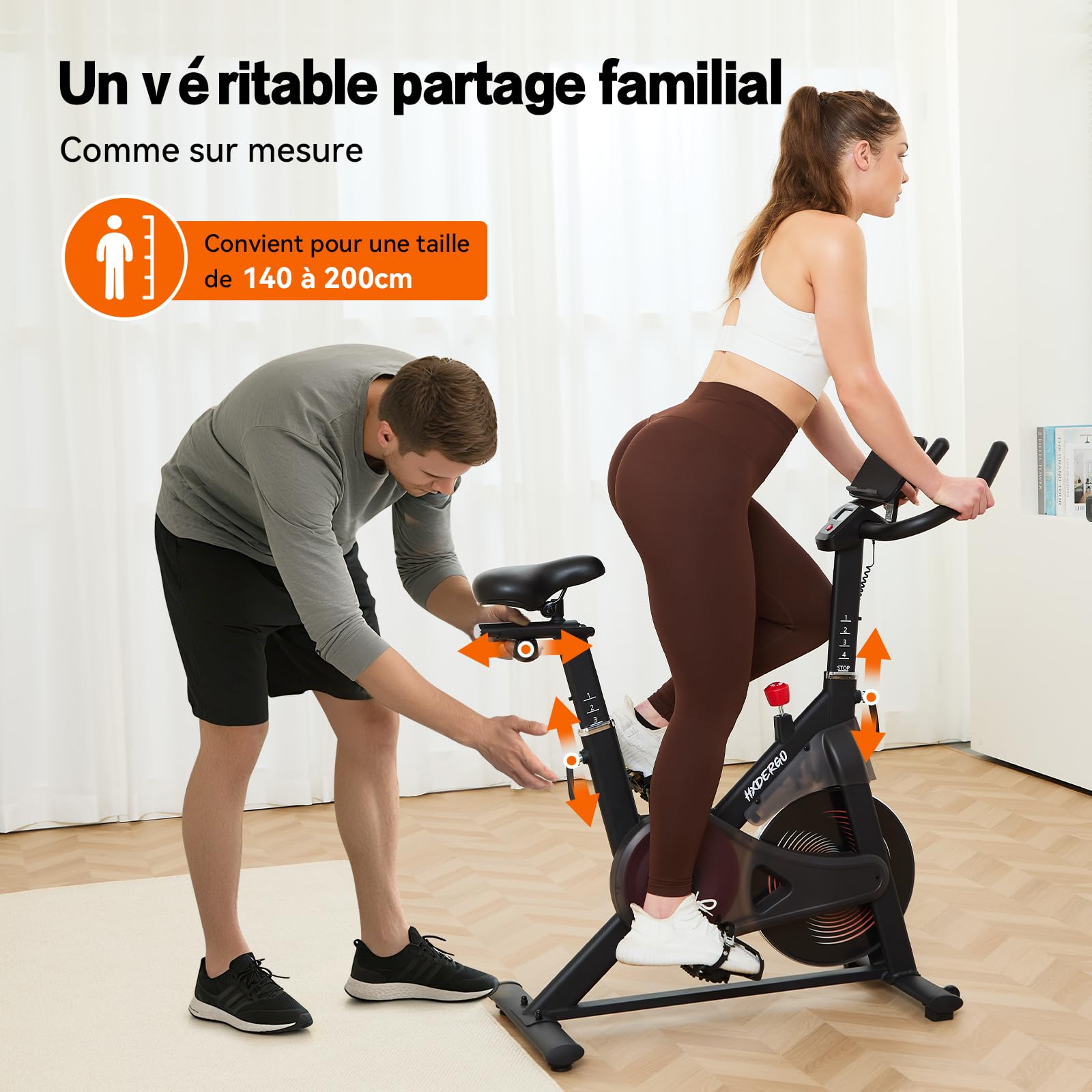 HXD-ERGO Vélo d’Appartement Magnétique Silencieux – Résistance Infinie, Structure Stable, Siège & Guidon Réglables, Écran LCD, Compatible Kinomap/Zwift, Charge 150 kg