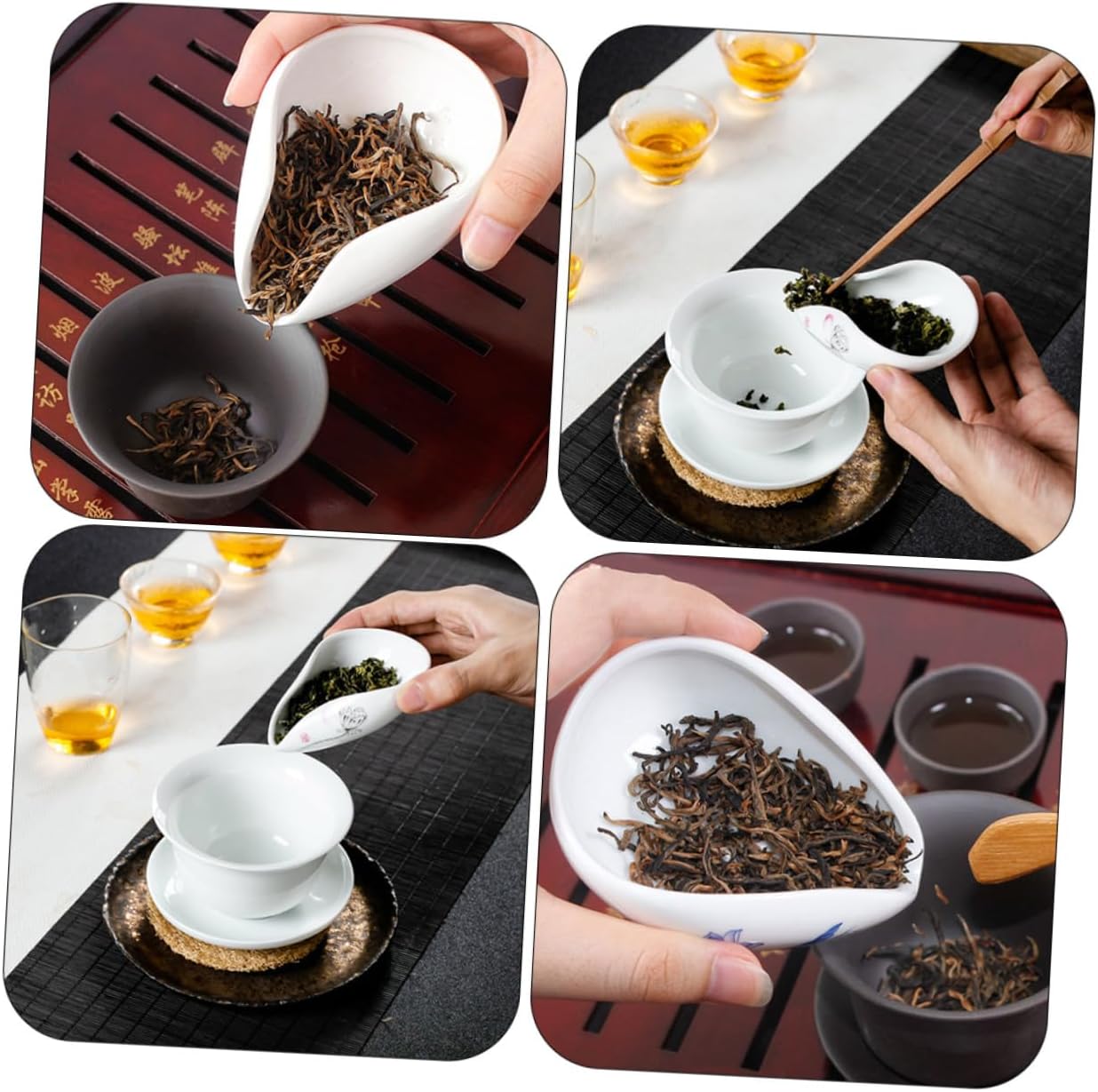2Pcs Elegant Ceramic Tea Shovel and Tea Scoop Jade Porcelain Teaware Accessory for Tea Dispensing and Serving for Kung Fu Tea